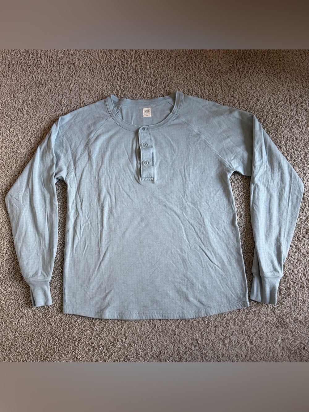 STAG Provision The Regulation Henley Light Blue Heather Shirt